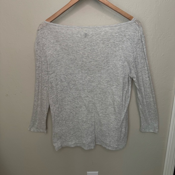 PETITE BATEAU Button Front 3/4 Sleeve Tee V-Neck Top 100% Cotton Light Gray 18Y - Picture 8 of 14